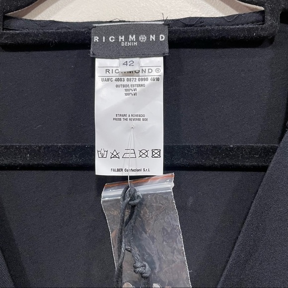 RICHMOND Denim asymmetrical black embellished dress size 12 NWT - Picture 6 of 8